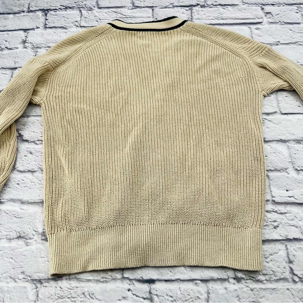 J. Crew Cream Cardigan Sweater Cream Black Chunky Knit Ribbed Size XS - Picture 8 of 8